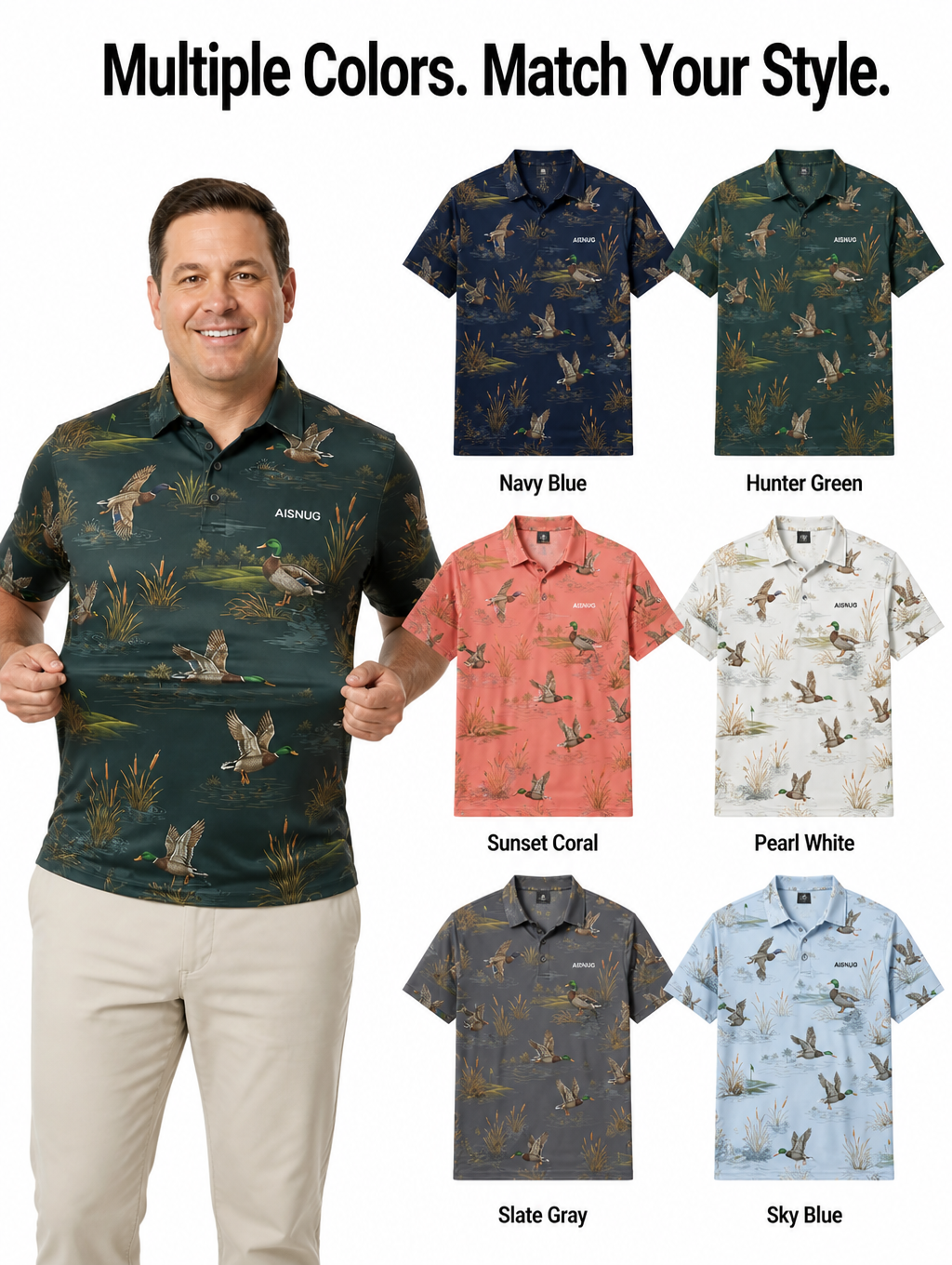Custom Mallard Duck Golf Shirt: Quick-Dry Novelty Team Polo