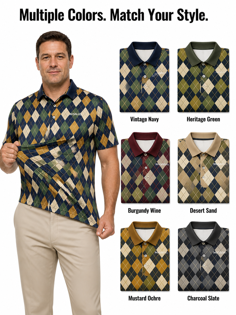 Custom Argyle Golf Polo: Modern Retro Performance Team Shirt