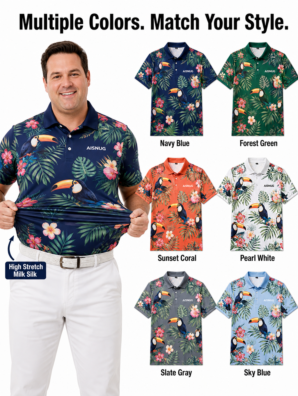 Custom Toucan Print Golf Shirt: All-Over Sublimated Team Polo