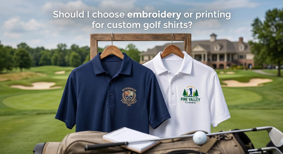 Embroidery versus printing comparison for custom golf shirts