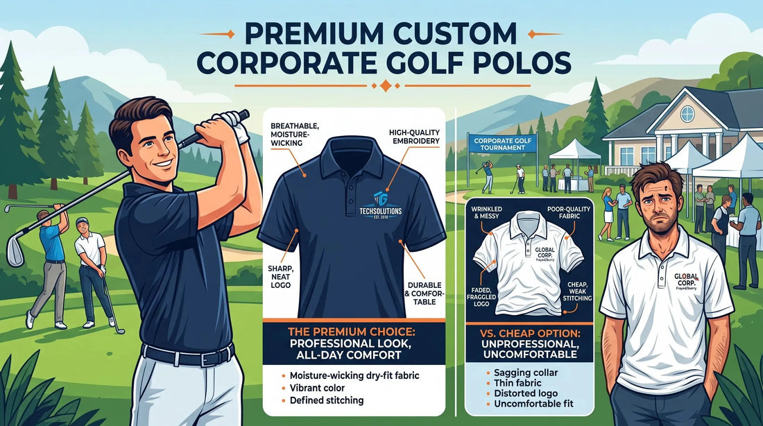 Corporate golf polo shirts with embroidered company logos