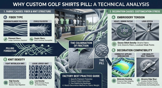 Custom golf shirt fabric and decoration causes of pilling