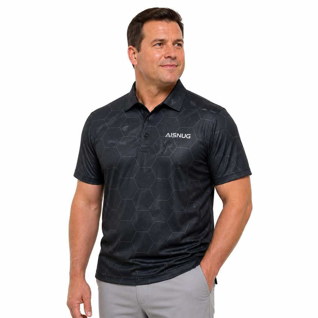 Custom Hexagon Grid Golf Polo: Breathable Athletic Team Shirt