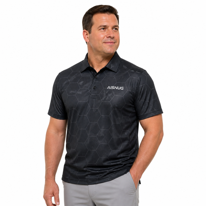 Custom Hexagon Grid Golf Polo: Breathable Athletic Team Shirt