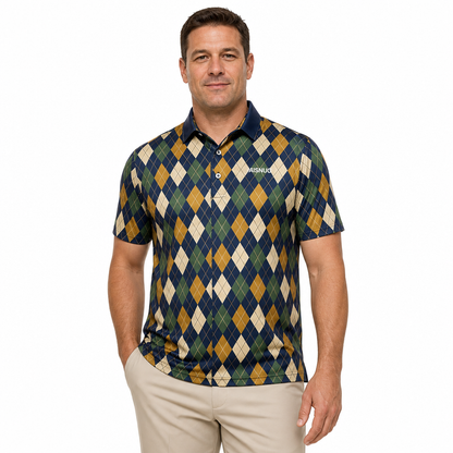 Custom Argyle Golf Polo: Modern Retro Performance Team Shirt