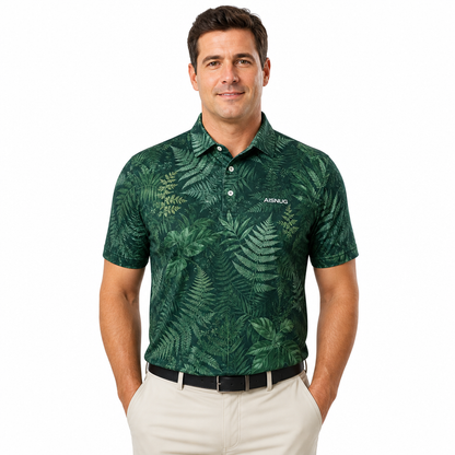 Botanical Print Golf Shirt: All-Over Sublimated Team Polos