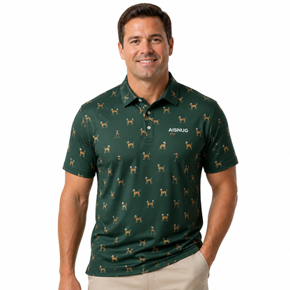 Custom Golf Dog Print Polo: Novelty Moisture-Wicking Shirt