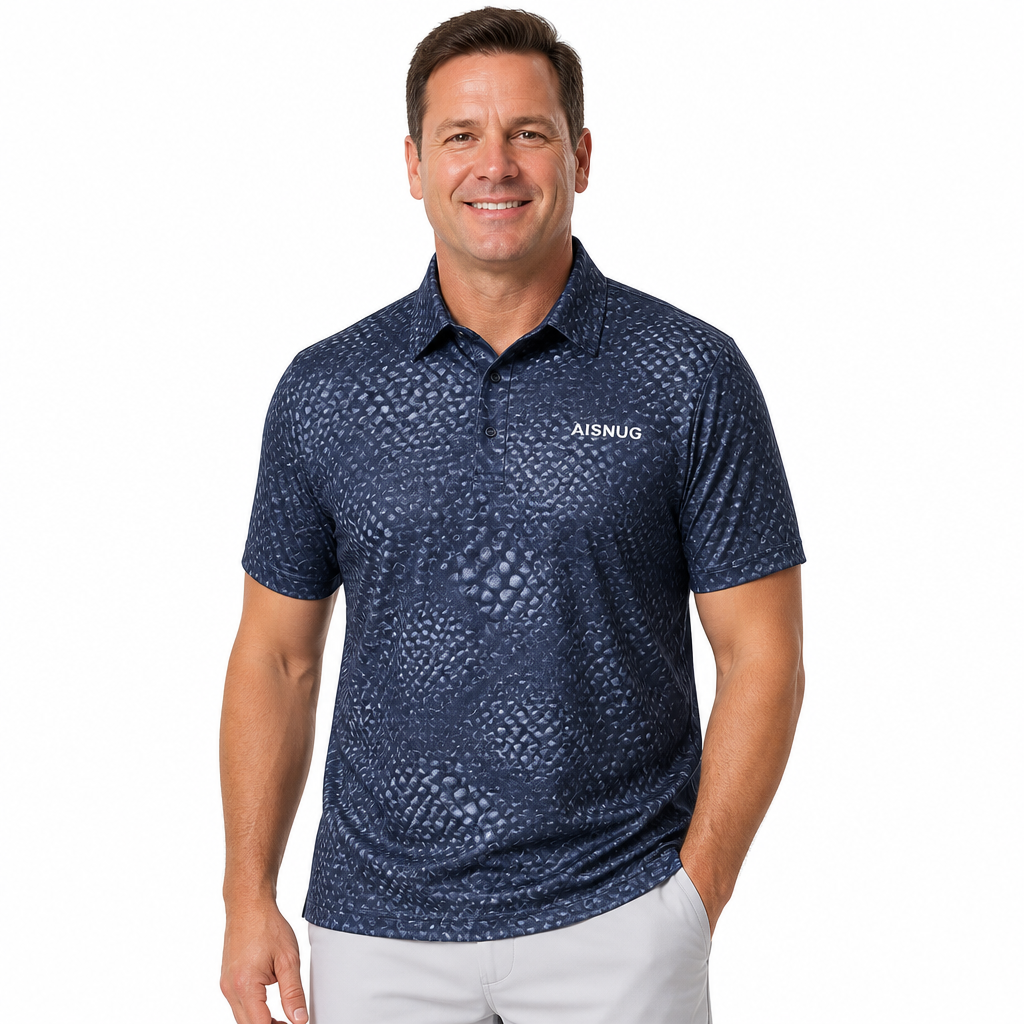 Custom Dimple Texture Golf Polo: Technical Dry-Fit Athletic Shirt