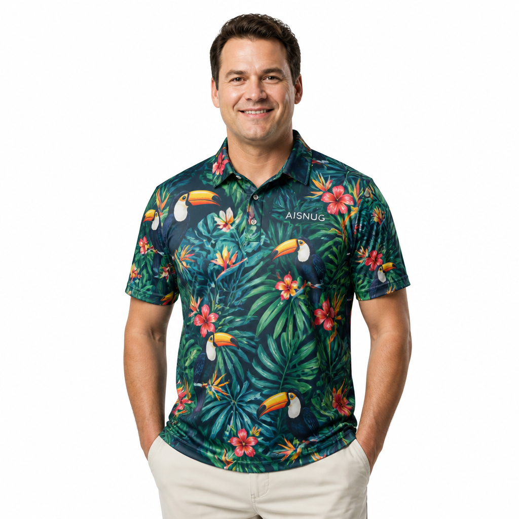 Custom Toucan Print Golf Shirt: All-Over Sublimated Team Polo