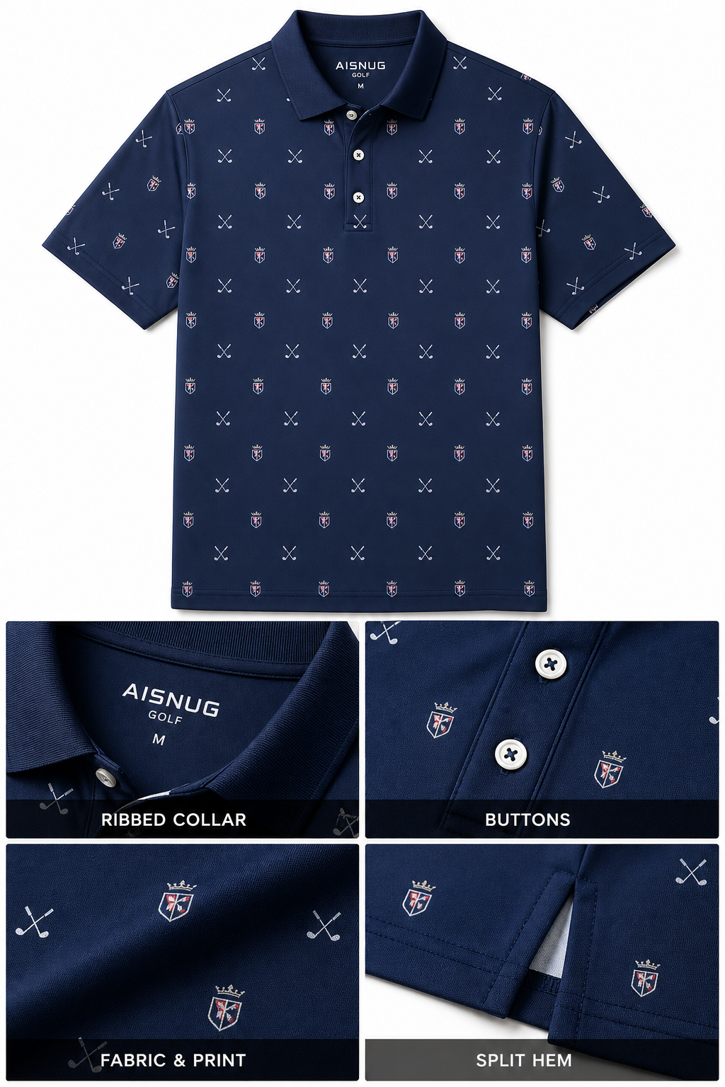 Custom Crossed Clubs Golf Polo: Classic Performance Country Club Shirt