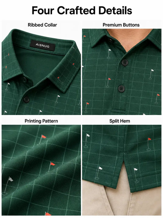 Custom Putting Green Golf Polo: Geometric Tournament Team Shirt AISNUG APPAREL