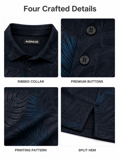 Custom Navy Palm Golf Shirt: Quick-Dry Performance Team Polo