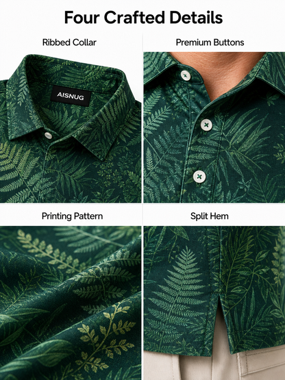 Botanical Print Golf Shirt: All-Over Sublimated Team Polos