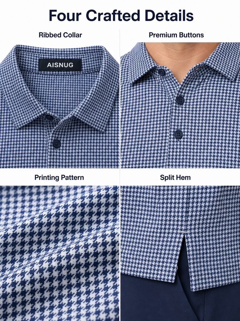 Wholesale Houndstooth Golf Shirts: Executive Dry-Fit Team Polos