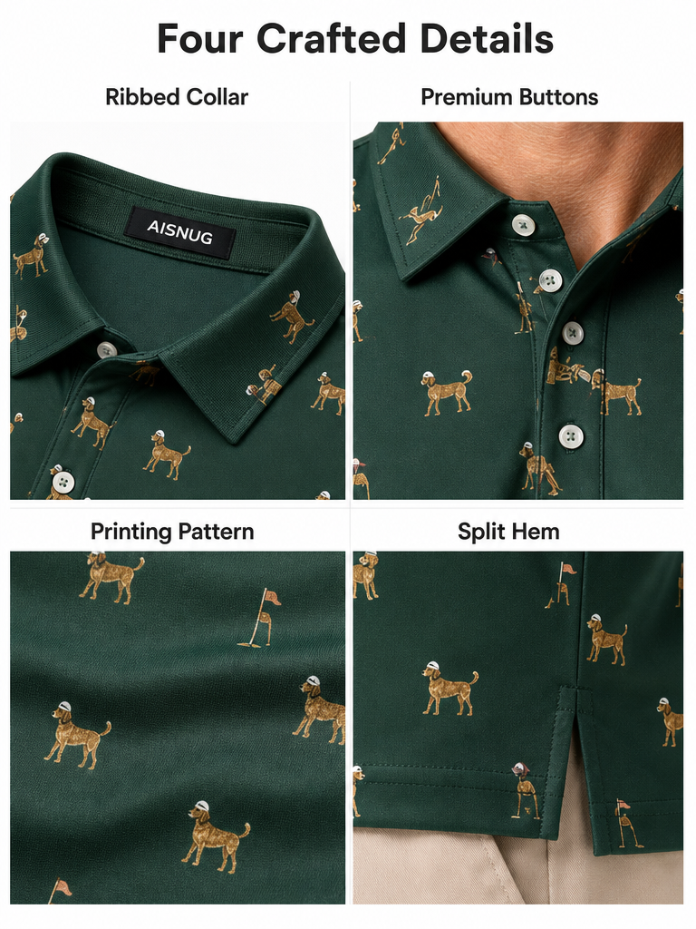 Custom Golf Dog Print Polo: Novelty Moisture-Wicking Shirt