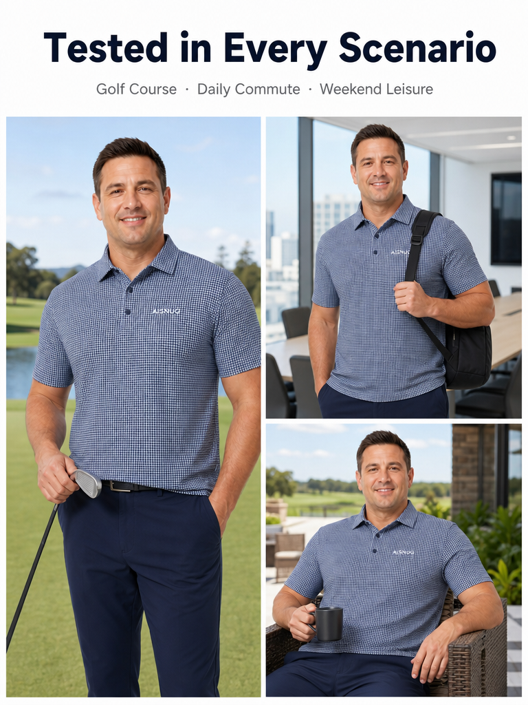 Wholesale Houndstooth Golf Shirts: Executive Dry-Fit Team Polos