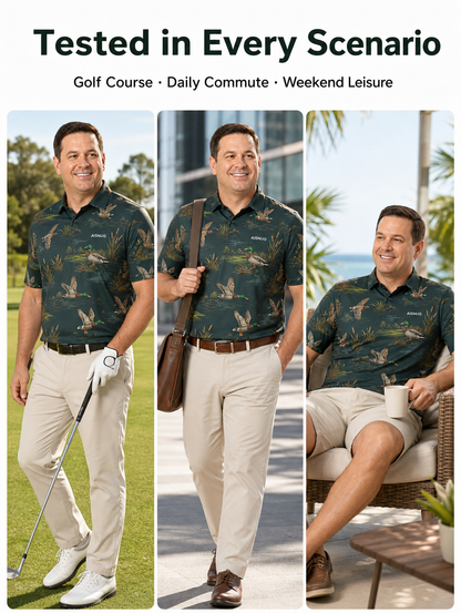 Custom Mallard Duck Golf Shirt: Quick-Dry Novelty Team Polo