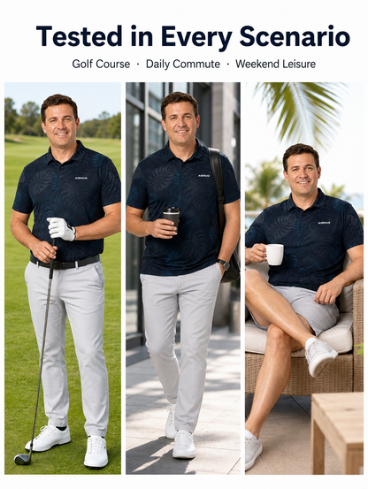 Custom Navy Palm Golf Shirt: Quick-Dry Performance Team Polo