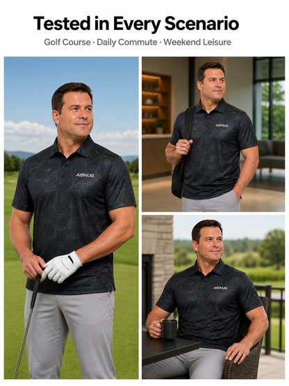 Custom Hexagon Grid Golf Polo: Breathable Athletic Team Shirt
