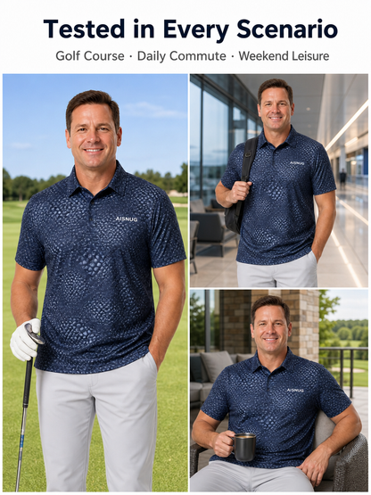 Custom Dimple Texture Golf Polo: Technical Dry-Fit Athletic Shirt