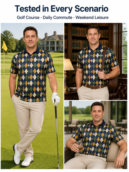 Custom Argyle Golf Polo: Modern Retro Performance Team Shirt