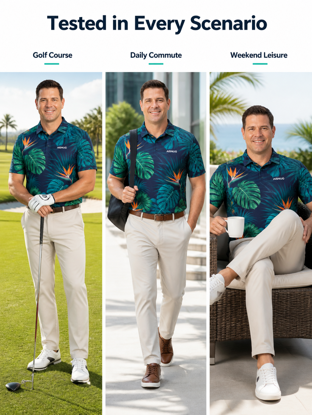 Hawaiian Tropical Golf Shirt: Sublimated UPF 50+ Team Polos