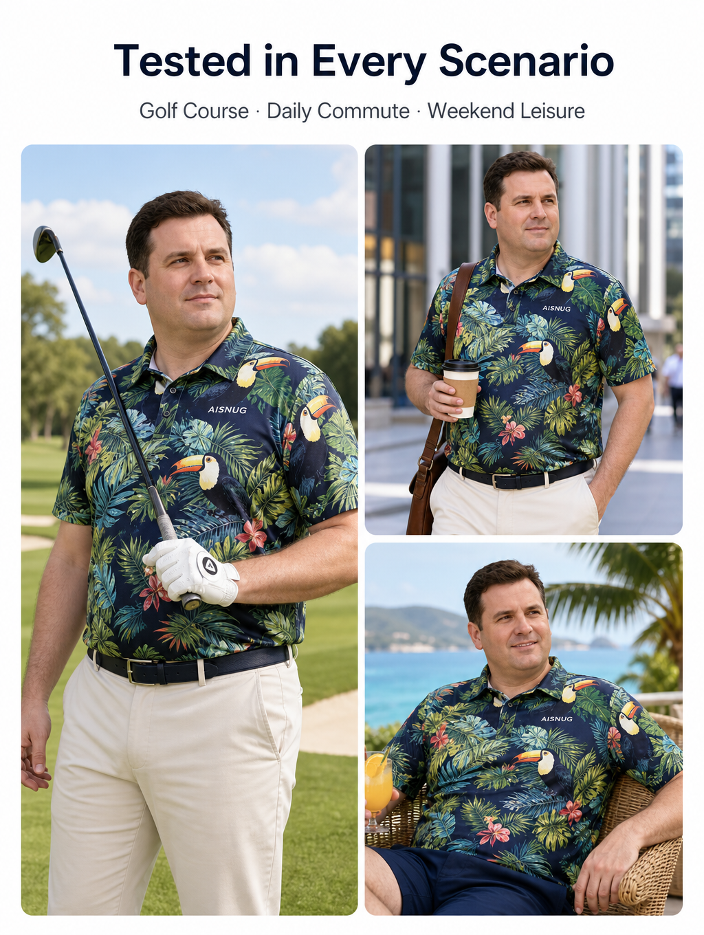 Custom Toucan Print Golf Shirt: All-Over Sublimated Team Polo
