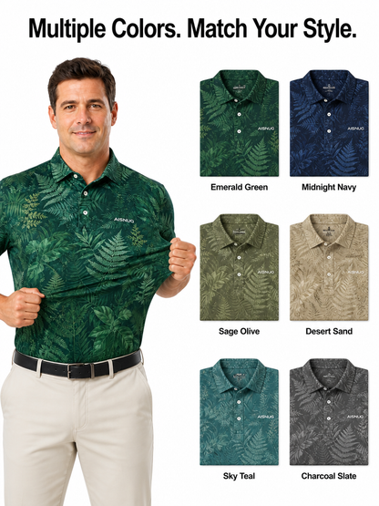 Botanical Print Golf Shirt: All-Over Sublimated Team Polos
