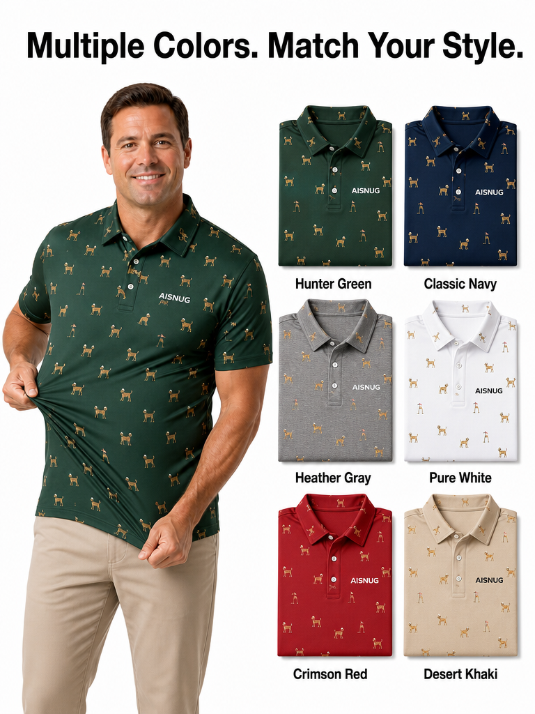 Custom Golf Dog Print Polo: Novelty Moisture-Wicking Shirt