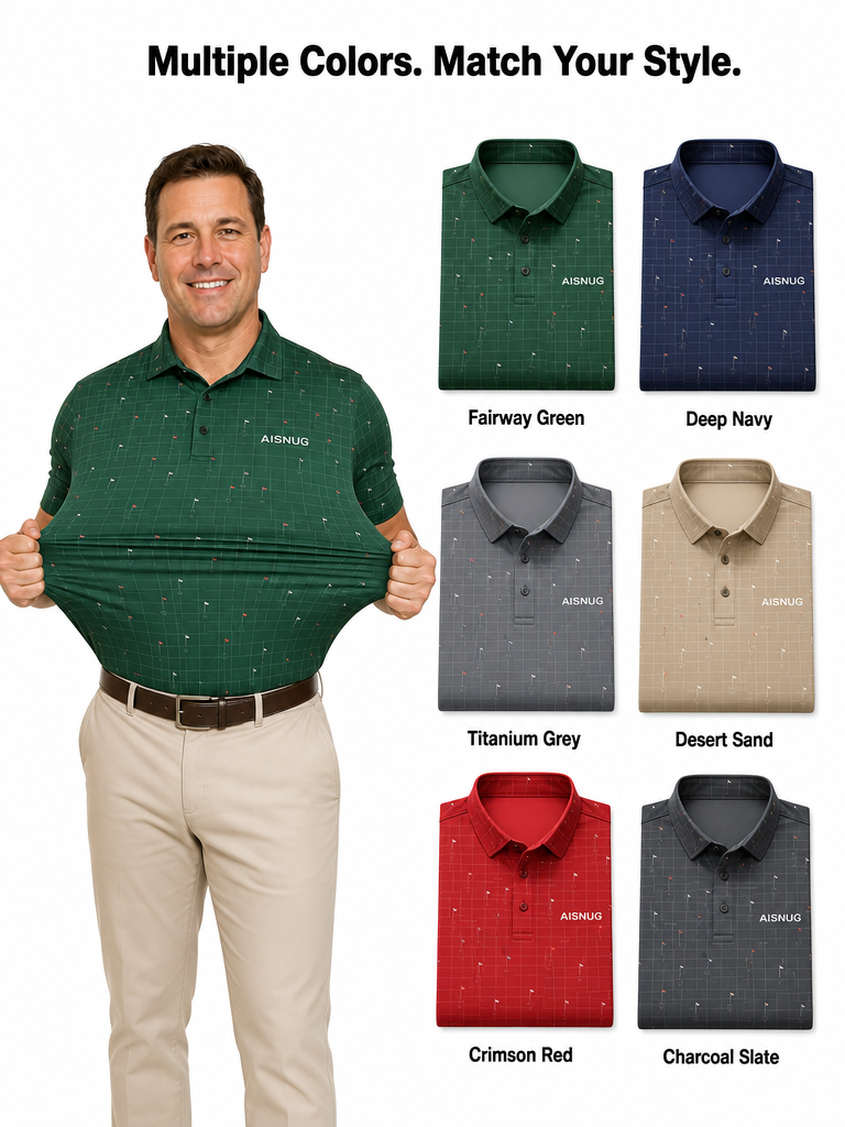 Custom Putting Green Golf Polo: Geometric Tournament Team Shirt