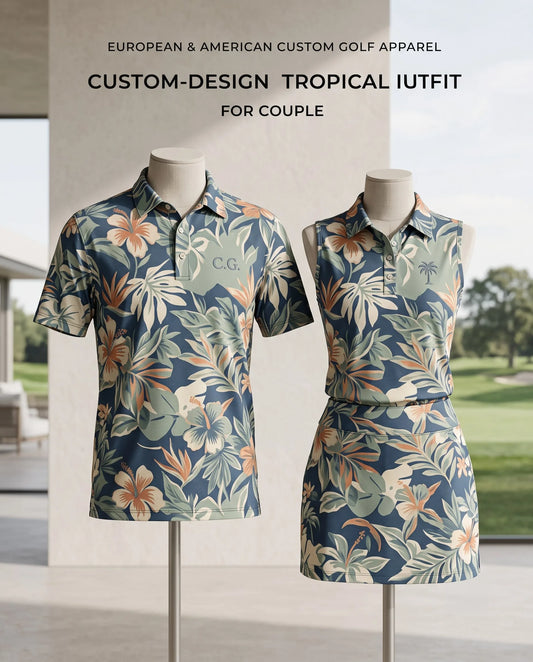 Tropical Matching Couples Golf Outfits – His & Hers Couple Golf Apparel Set