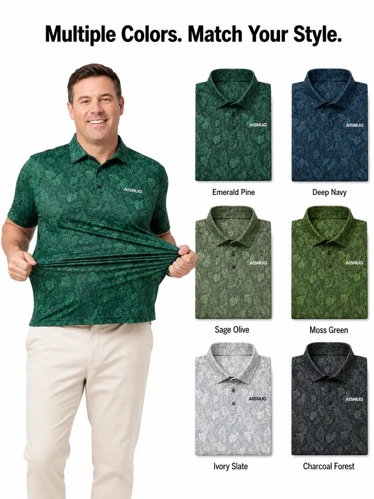 Emerald Botanical Rainforest golf polo: alternative colorway illustration