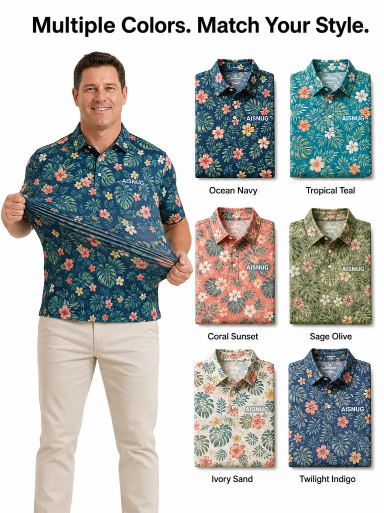 Hawaiian Monstera Floral golf polo: alternative colorway illustration
