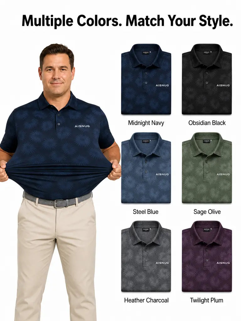 Tonal Midnight Palms golf polo: alternative colorway illustration