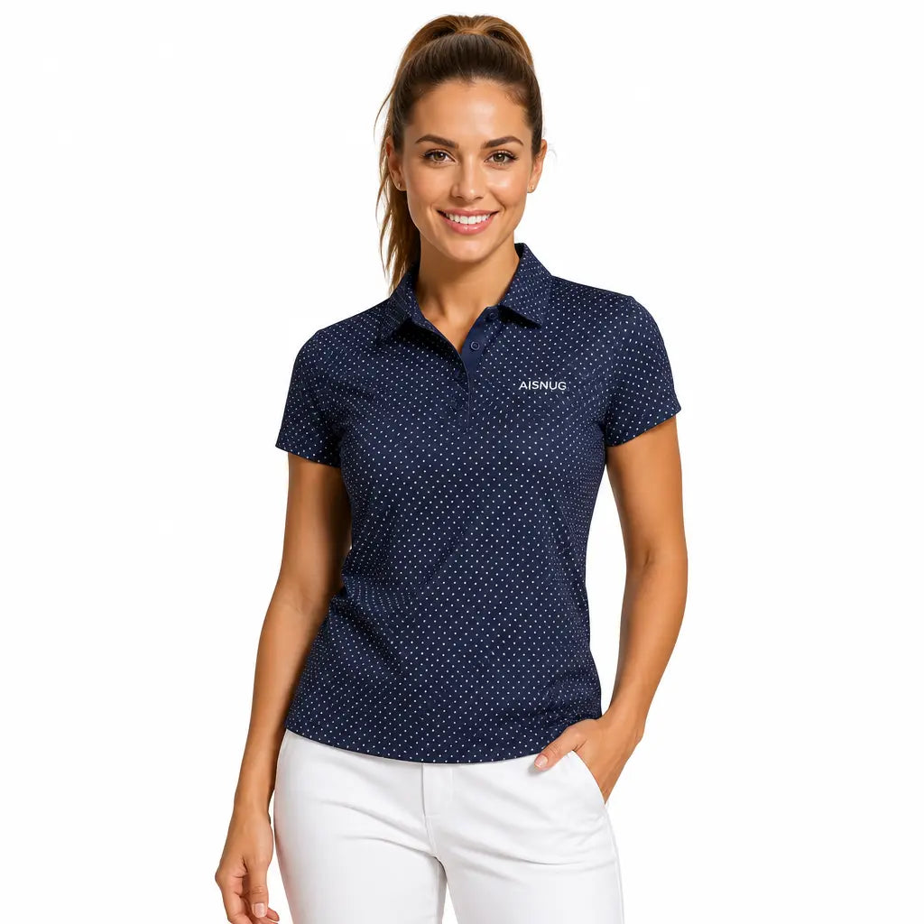 Classic Micro-Dot Print women’s short-sleeve golf polo front view