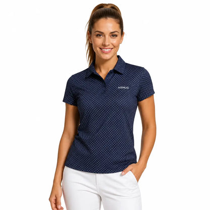 Classic Micro-Dot Print women’s short-sleeve golf polo front view