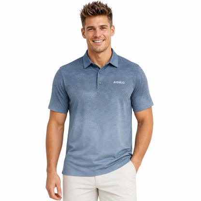 Slate Blue Single-Tone Faded Print men’s short-sleeve golf polo front view