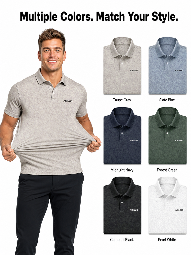 Taupe Grey Soft Speckle Texture Print polo colorway references; final availability confirmed by quotation