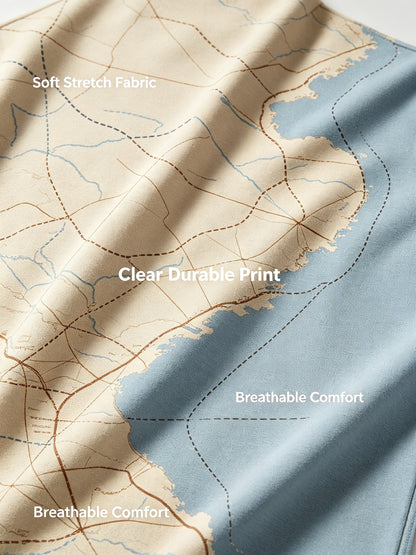 coastal map beige blue golf polo 2
