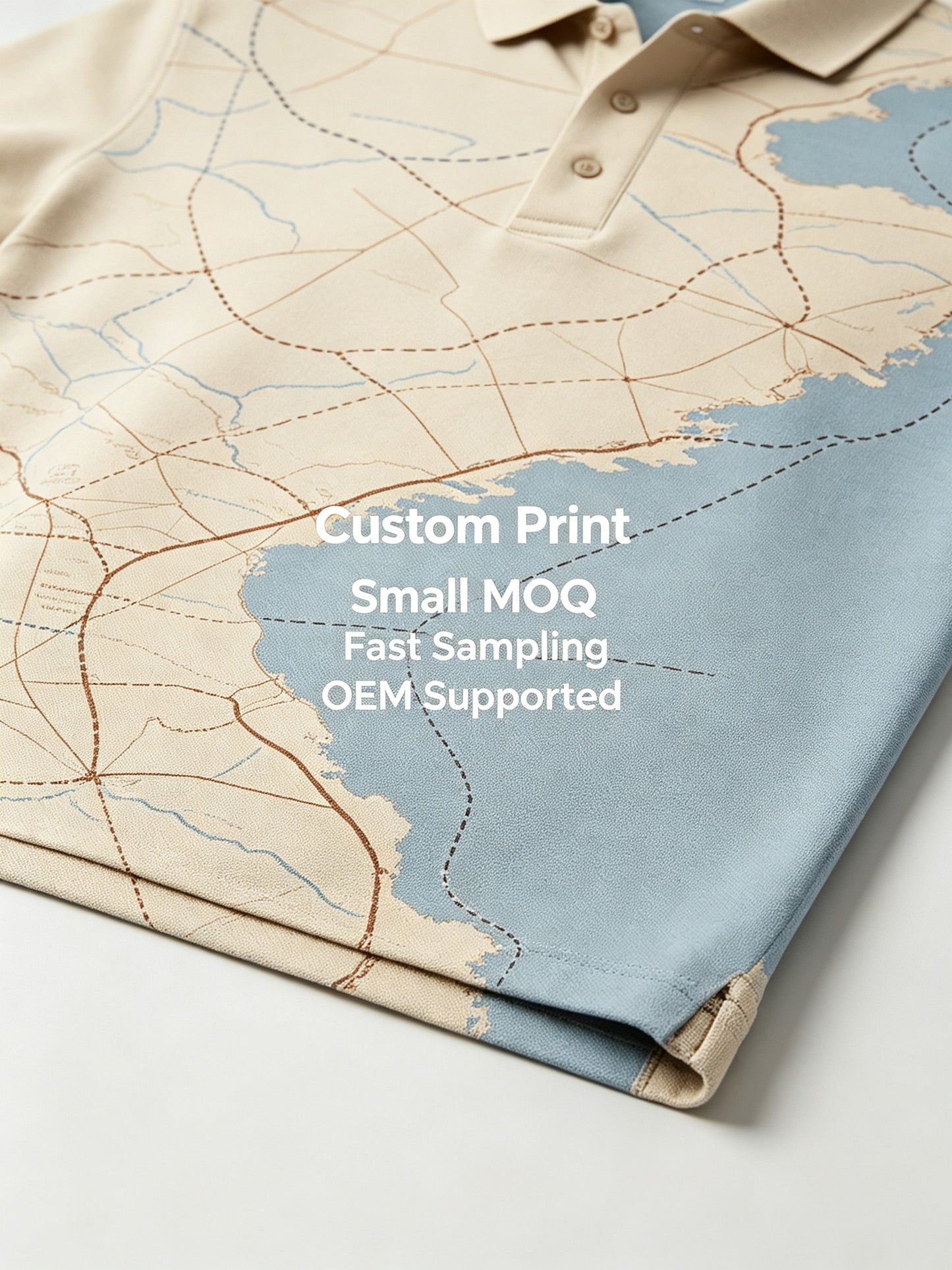 coastal map beige blue golf polo 5
