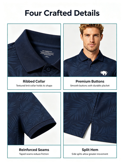 Custom Navy Palm Golf Shirt – Quick-Dry Performance Team Polo Detail