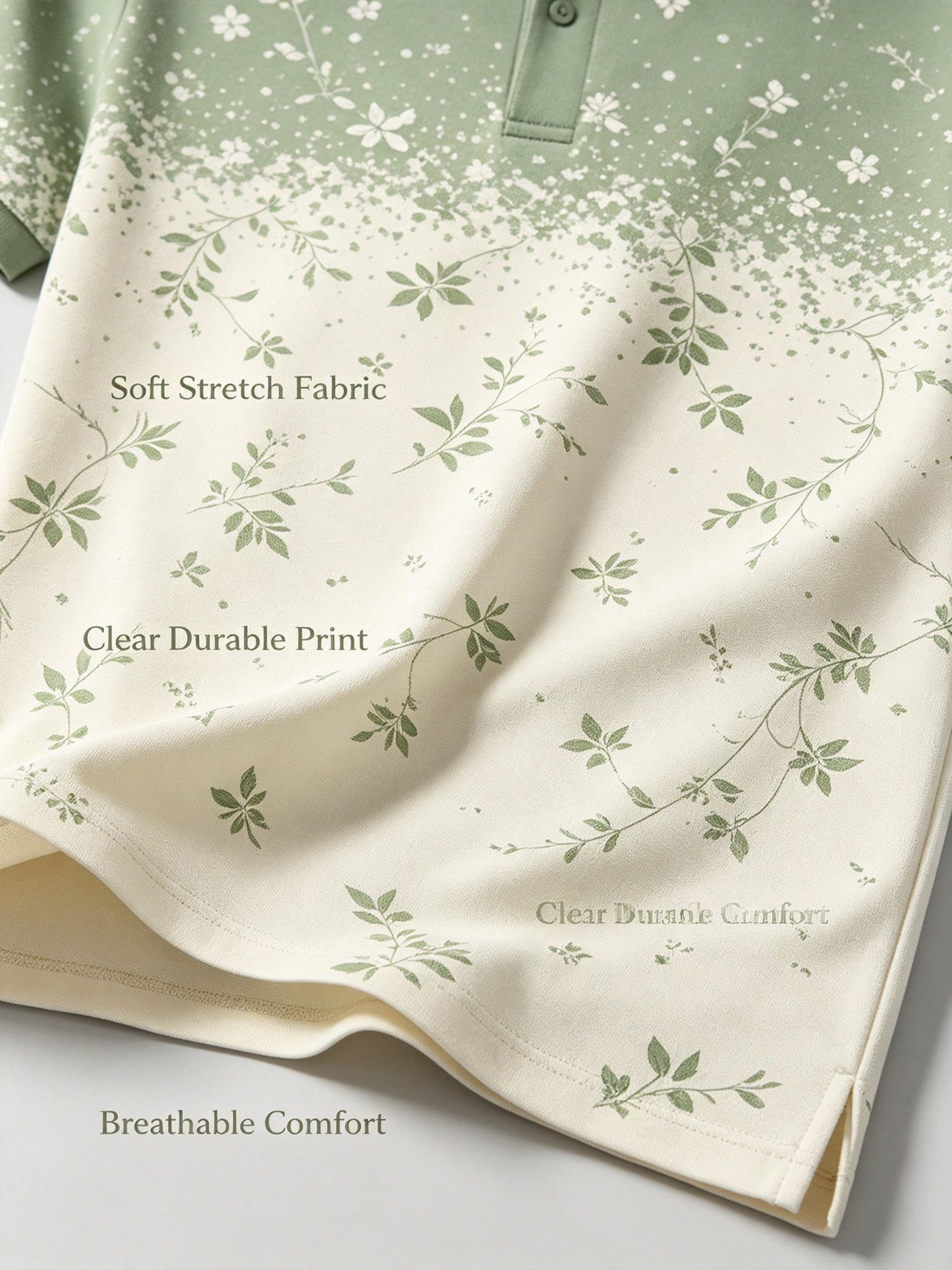 floral vine sage golf polo 2