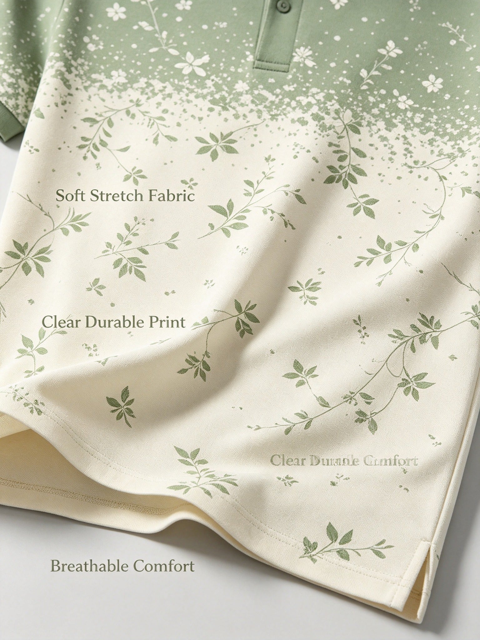 floral vine sage golf polo 2