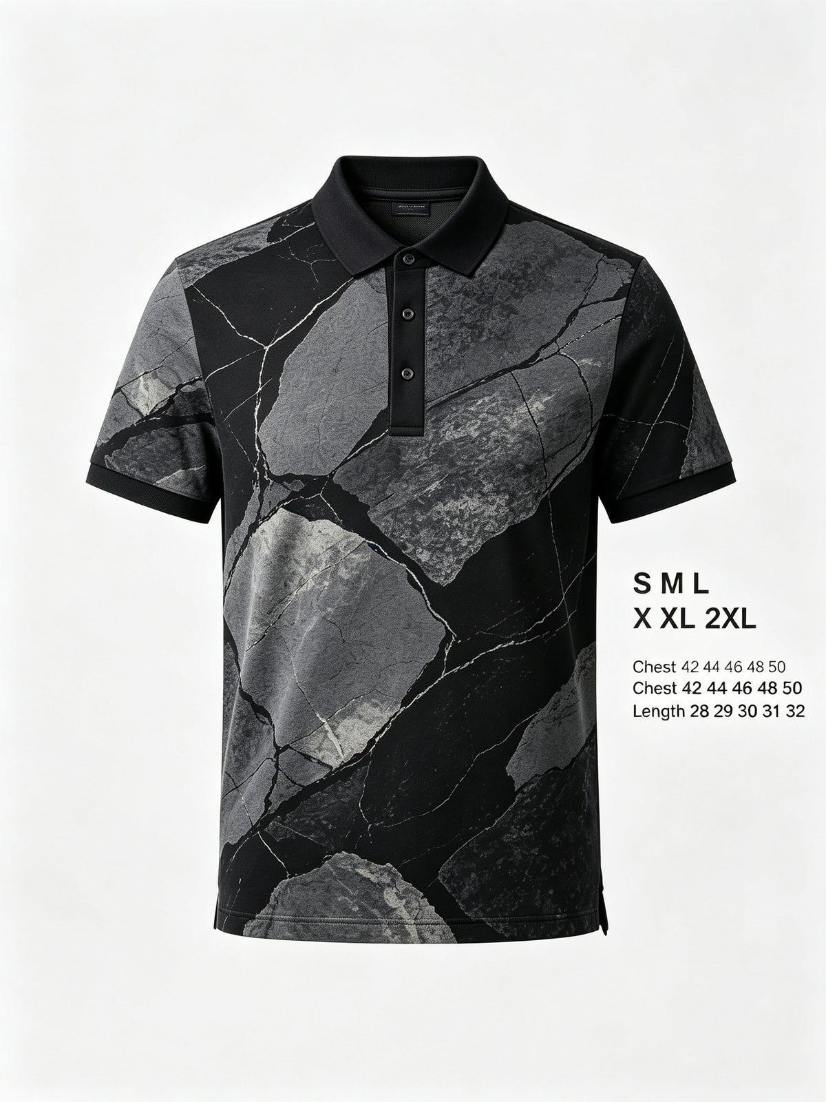marble crack black gray golf polo 2