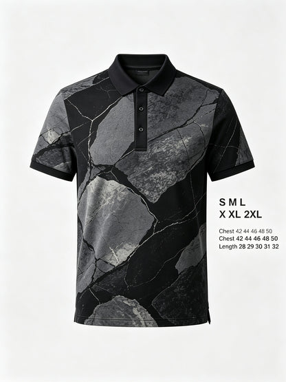 marble crack black gray golf polo 2