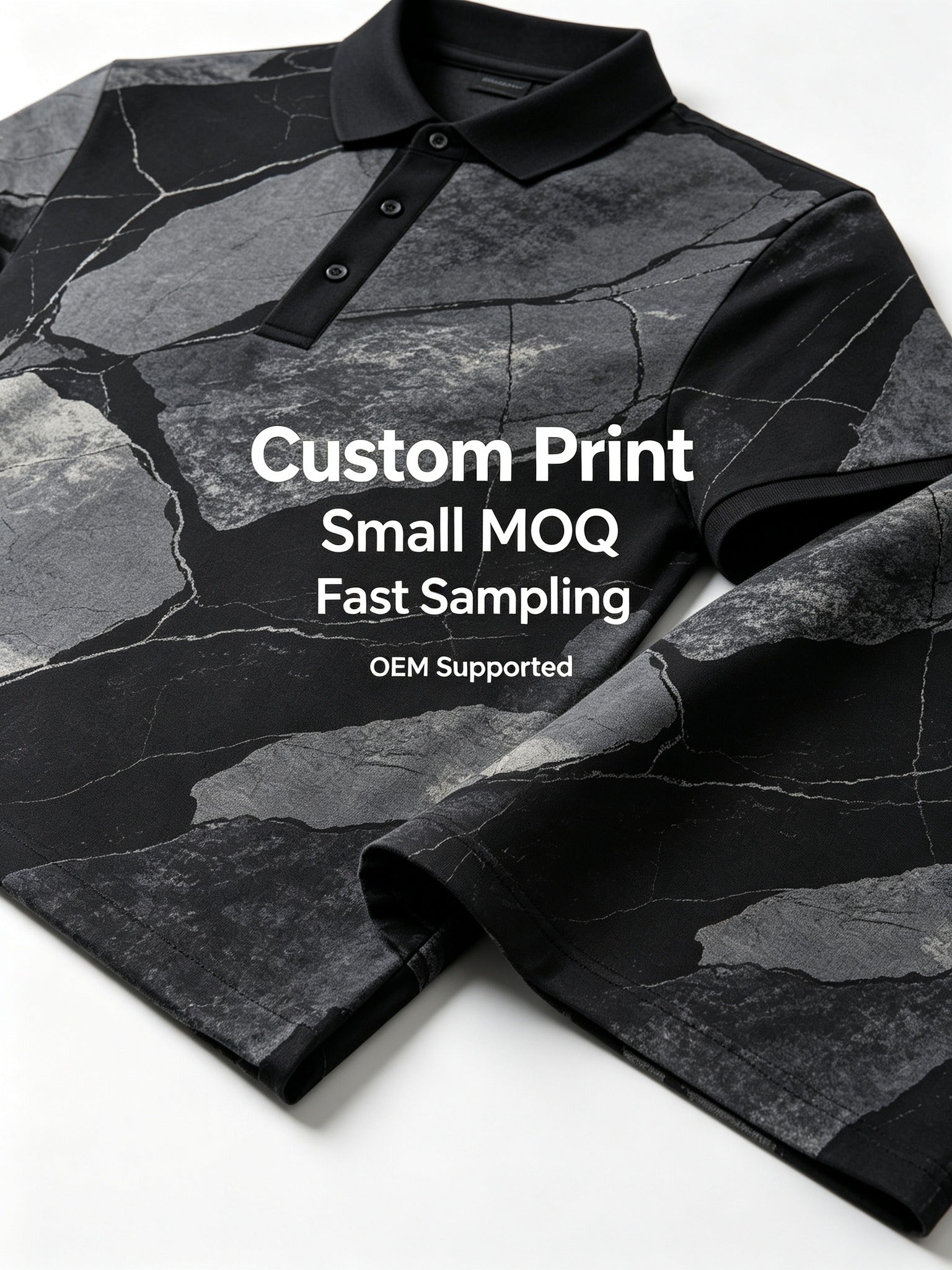 marble crack black gray golf polo 3