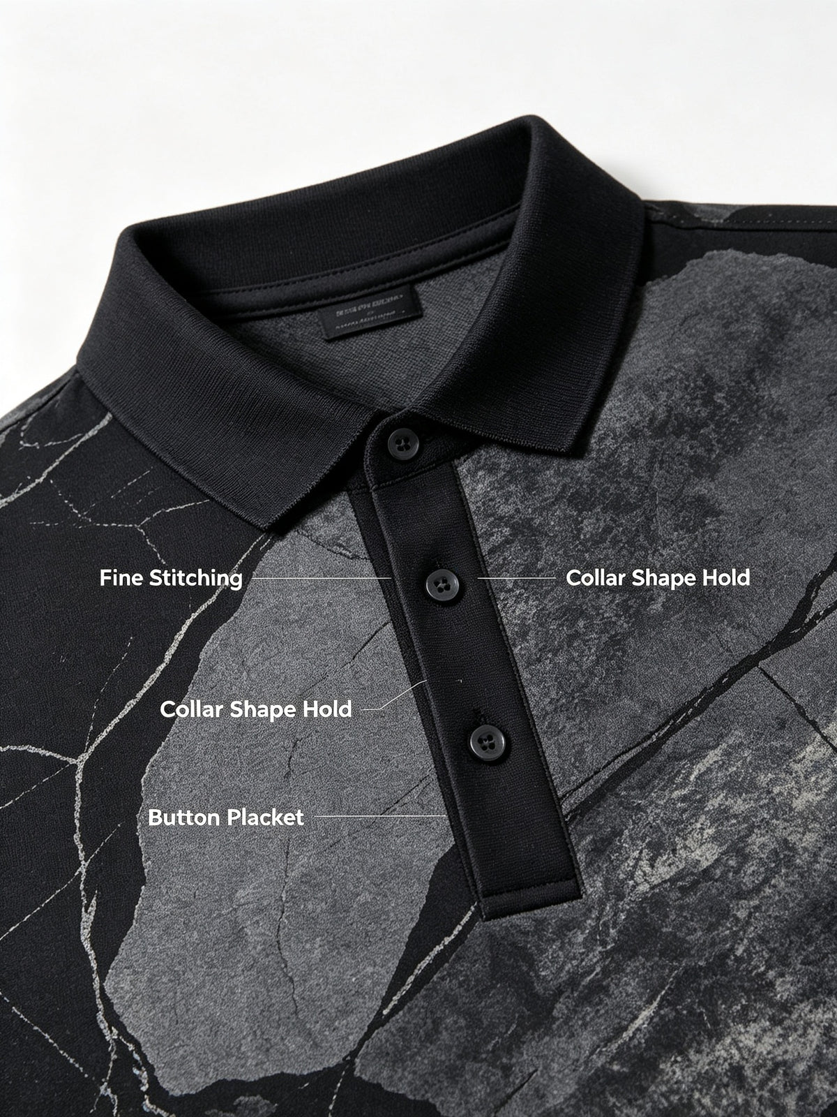 marble crack black gray golf polo 5
